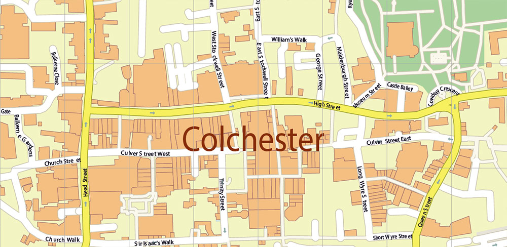 Editable Colchester UK Map Vector