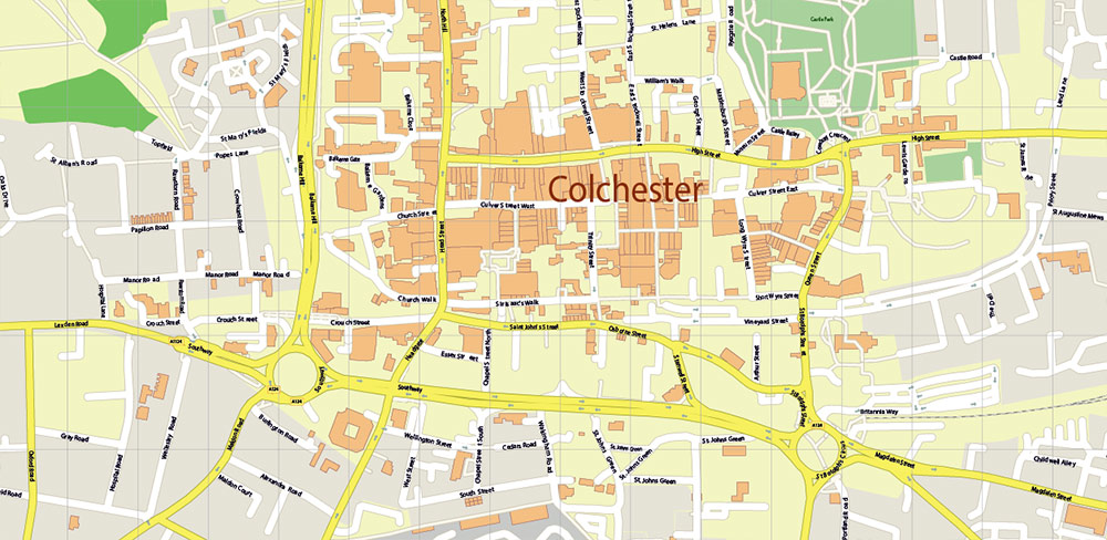 Another version of the Editable Colchester UK Map Vector