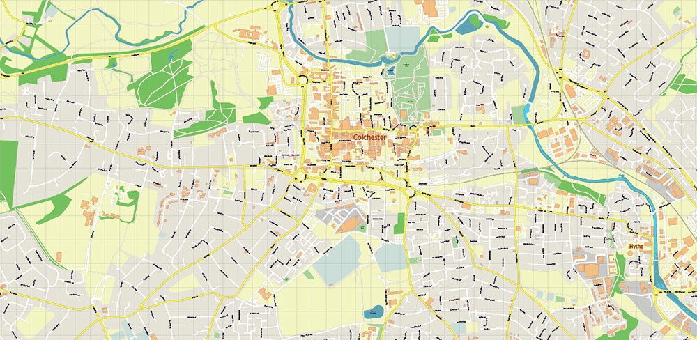 Colchester UK PDF vector map