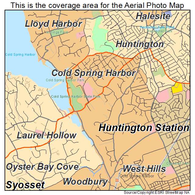 Aerial Photography Map of Cold Spring Harbor, NY New York