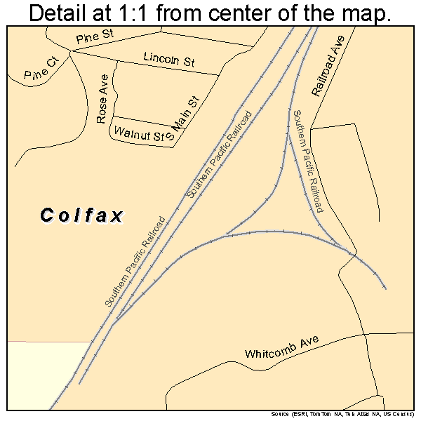 Detail Street Map of Colfax, CA