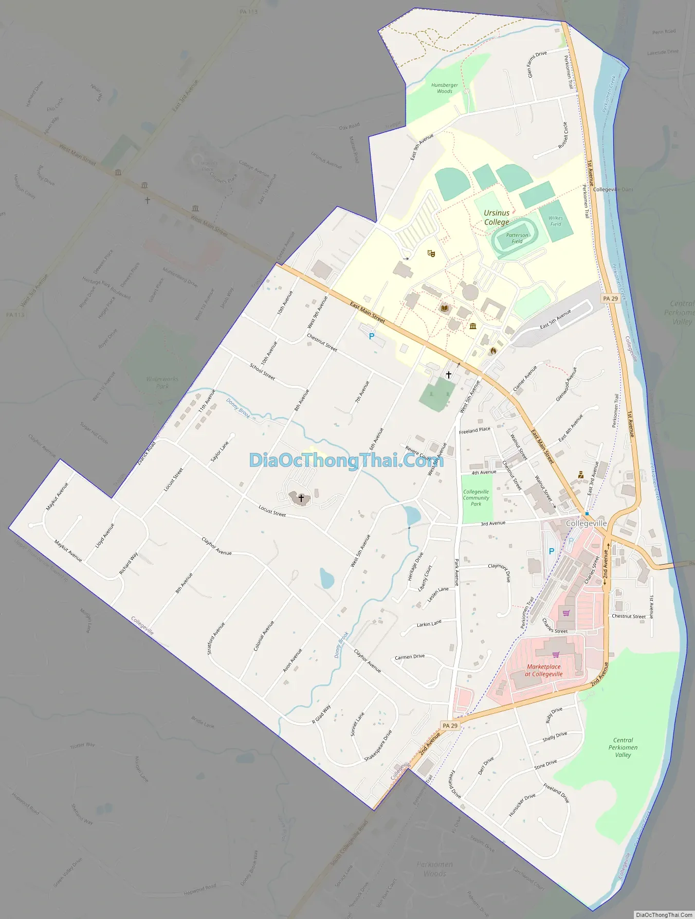 Map of Collegeville Borough, Pennsylvania