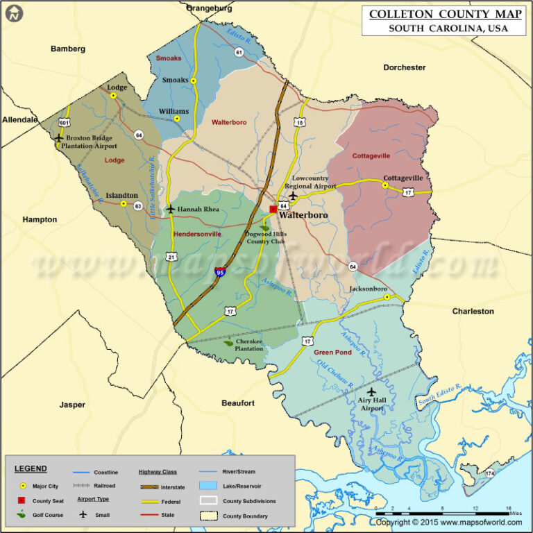 Map Of Colleton County Sc