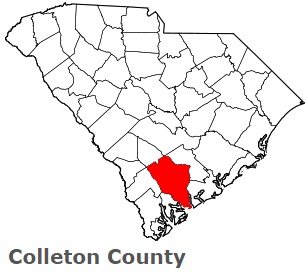 Colleton County on the satellite map of South Carolina 2025. Actual