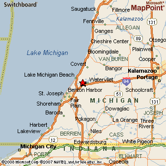 Area Map of Coloma, Michigan