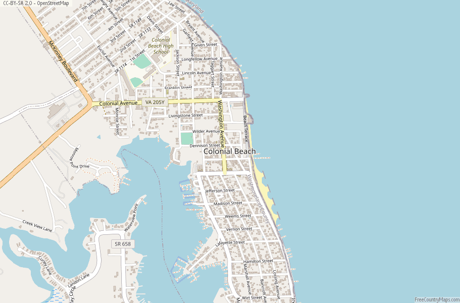 Colonial Beach Map United States Latitude & Longitude: Free Maps
