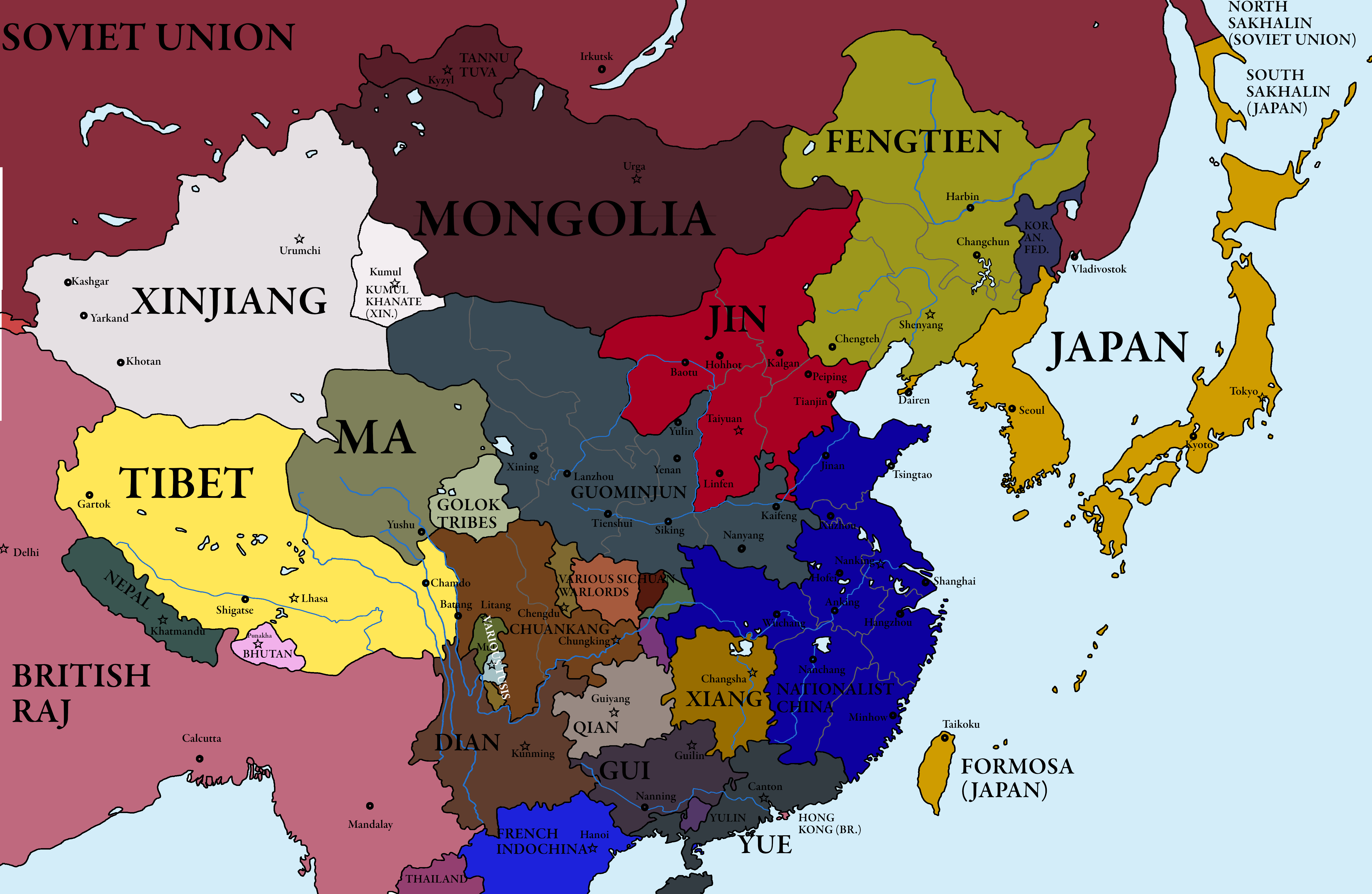 Historical Map of China and Surrounding Areas