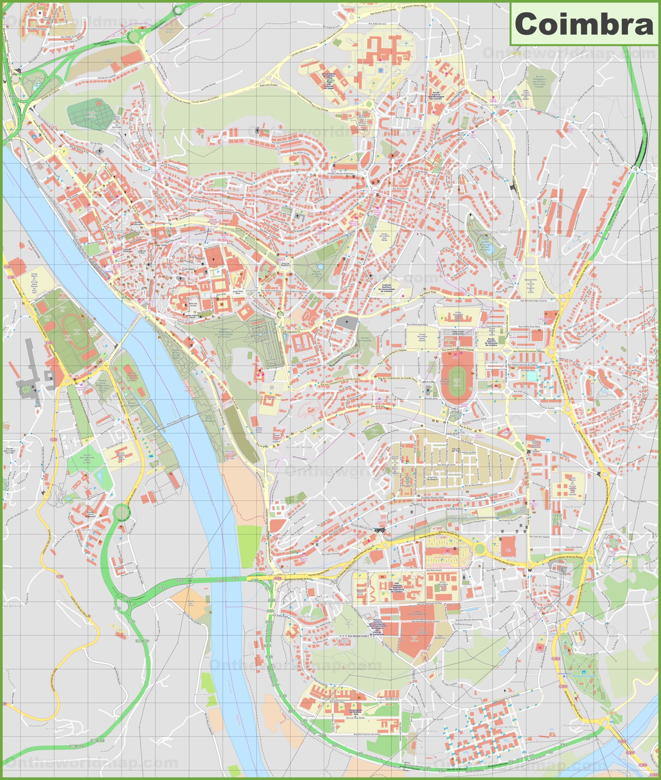 Detailed map of Coimbra