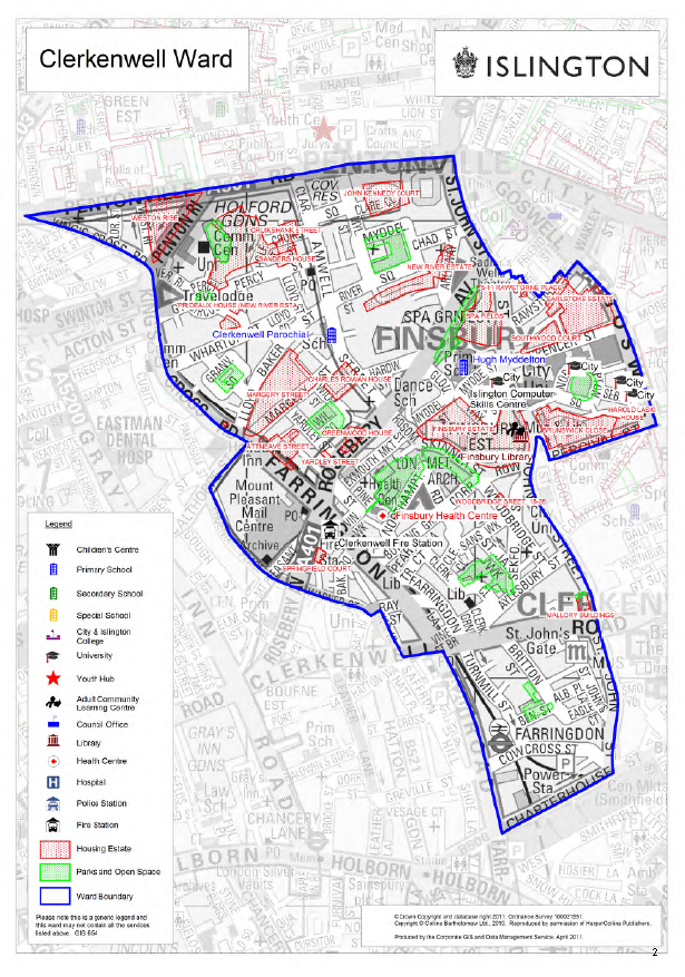 A modern map of the Clerkenwell boundaries