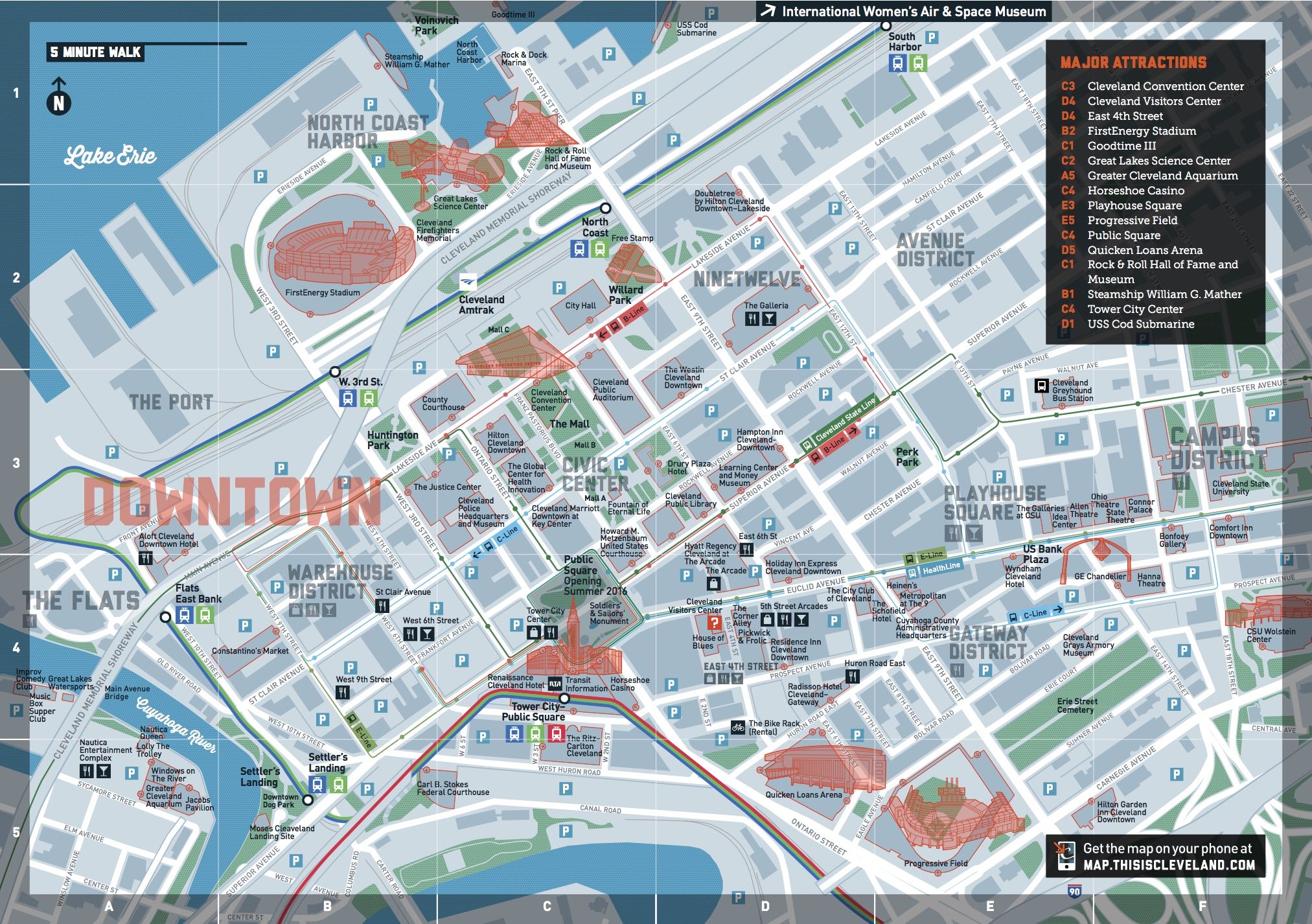 Street Map Of Downtown Cleveland Ohio - Tourist Map Of English