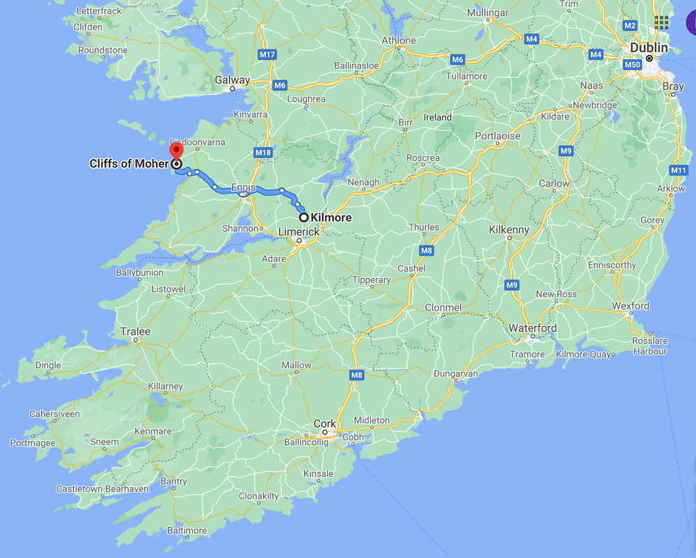 Cliffs Of Moher Ireland Map - Map