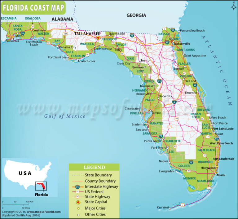 Map Of Coastal Florida