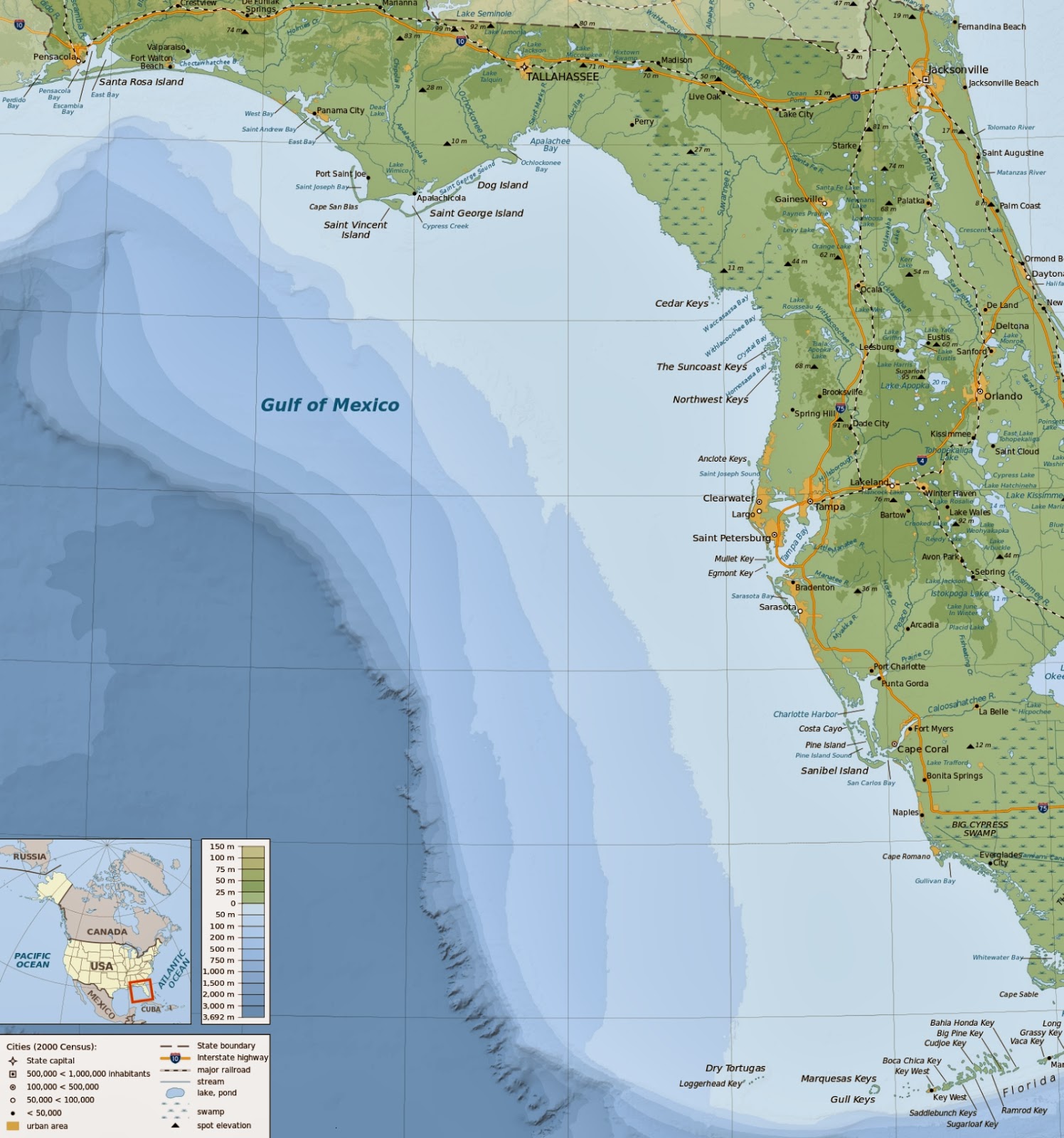 Map of Florida Gulf Coast Beach Cities
