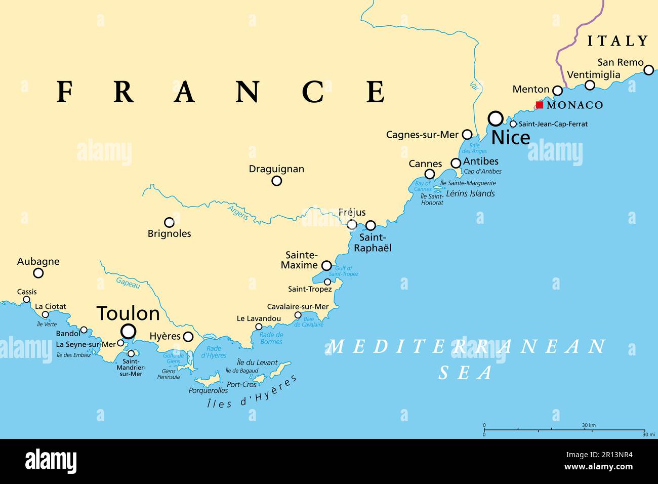 French Riviera, political map