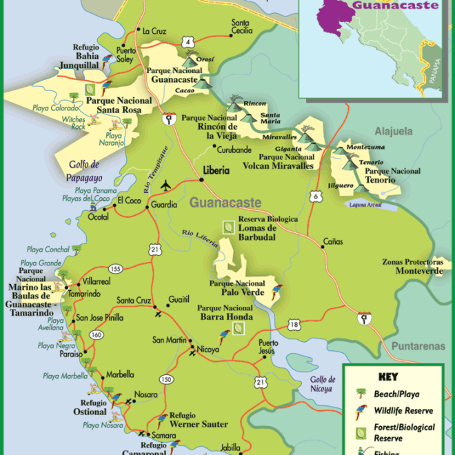 Map Of Guanacaste Costa Rica