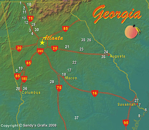 Map of Civil War Battlefields in Georgia