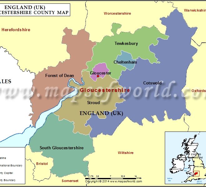 Map Of Gloucestershire County England