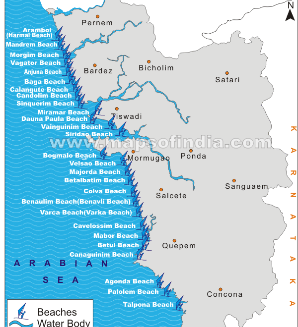 Map Of Goa India Beaches