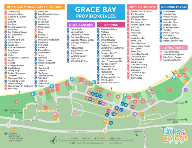 Map Of Grace Bay Resorts And Restaurants