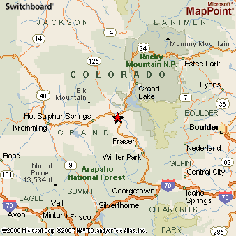 Granby, Colorado Area Map