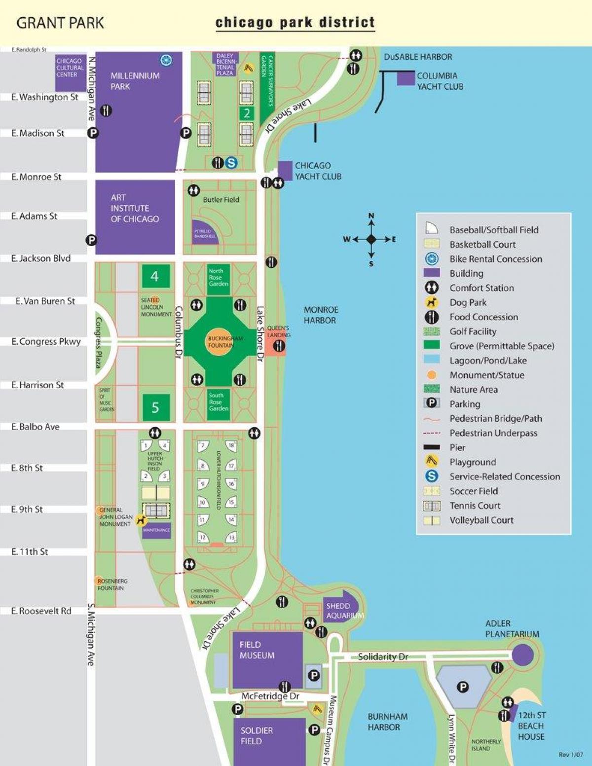 Map of Grant Park, Chicago