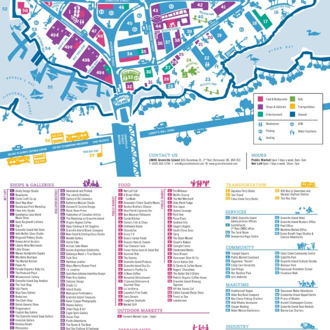 Map Of Granville Island Vancouver Bc