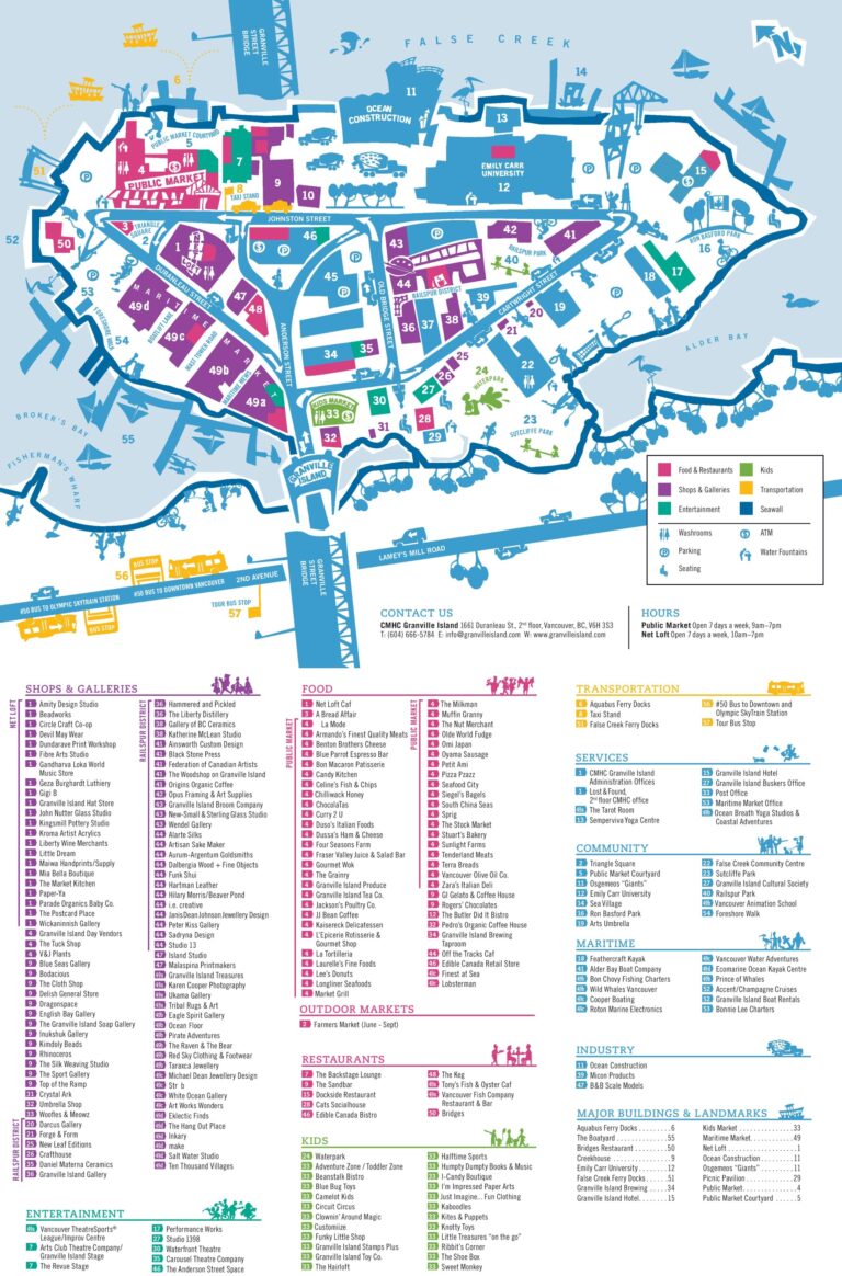 Map Of Granville Island Vancouver Bc