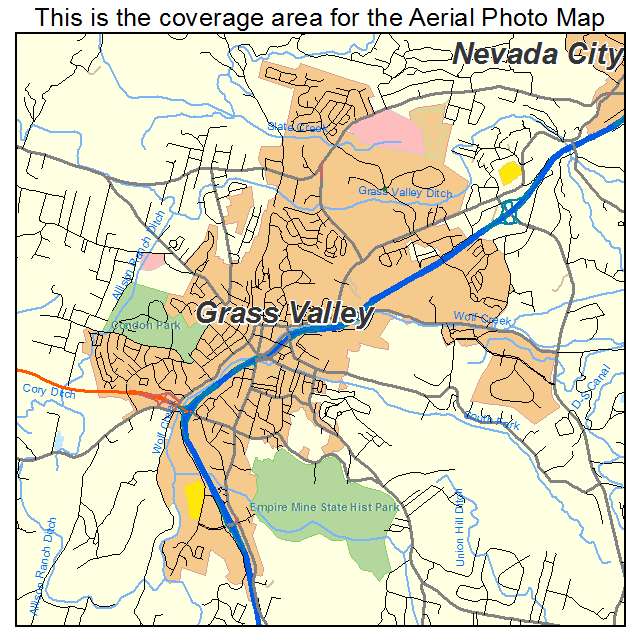 Aerial Photography Map of Grass Valley, CA