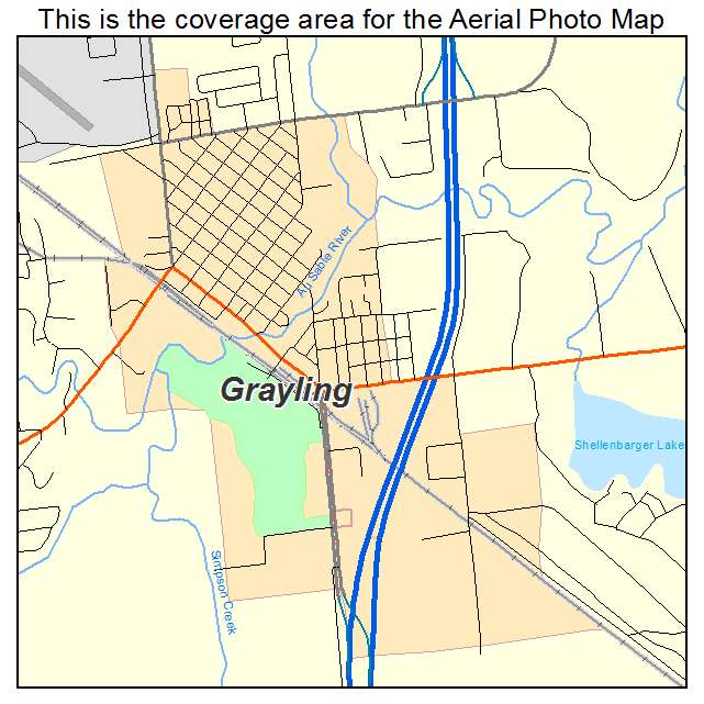 Aerial Photography Map of Grayling, MI Michigan