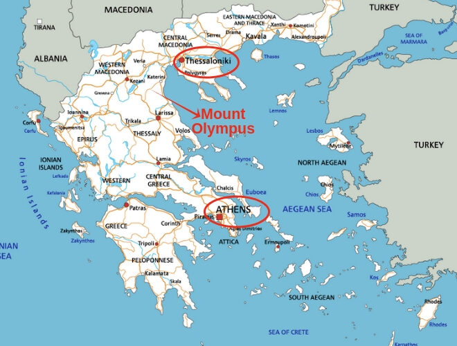 Map Of Greece Mount Olympus
