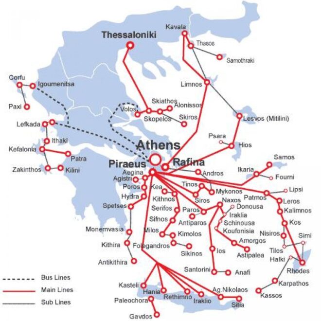 Map Of Greek Islands Ferry Routes