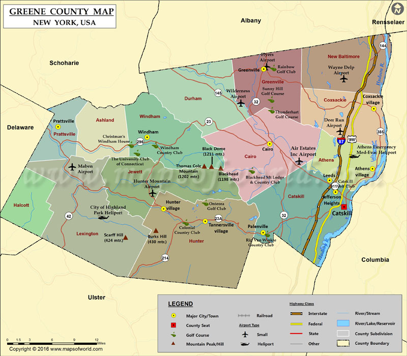 Map of Greene County New York