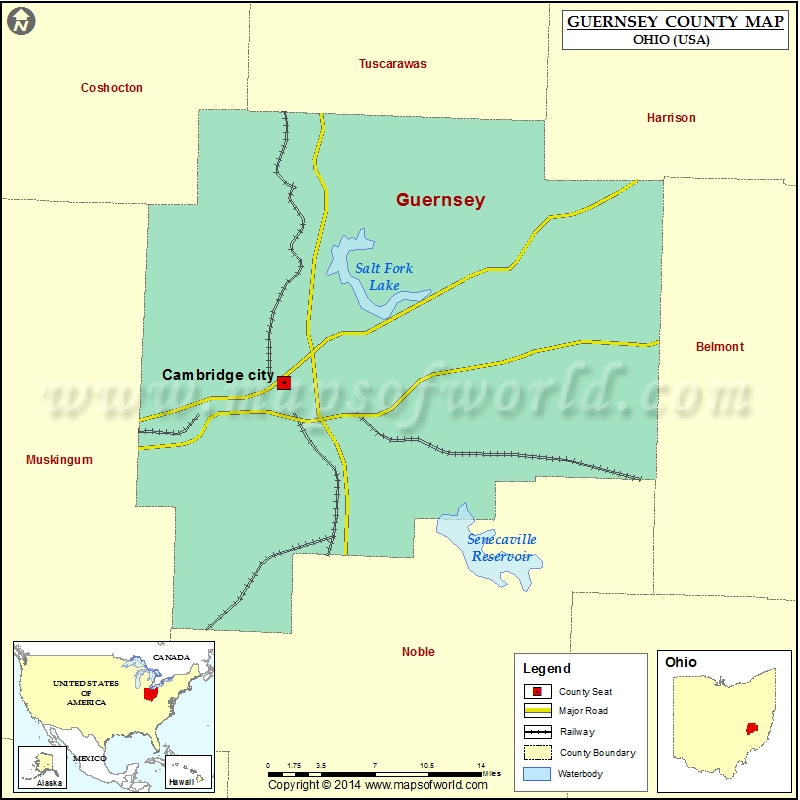 Guernsey County Map, Guernsey County Ohio