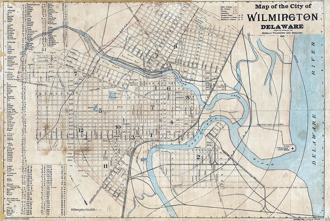 1898 Map of the City of Wilmington Delaware - Etsy