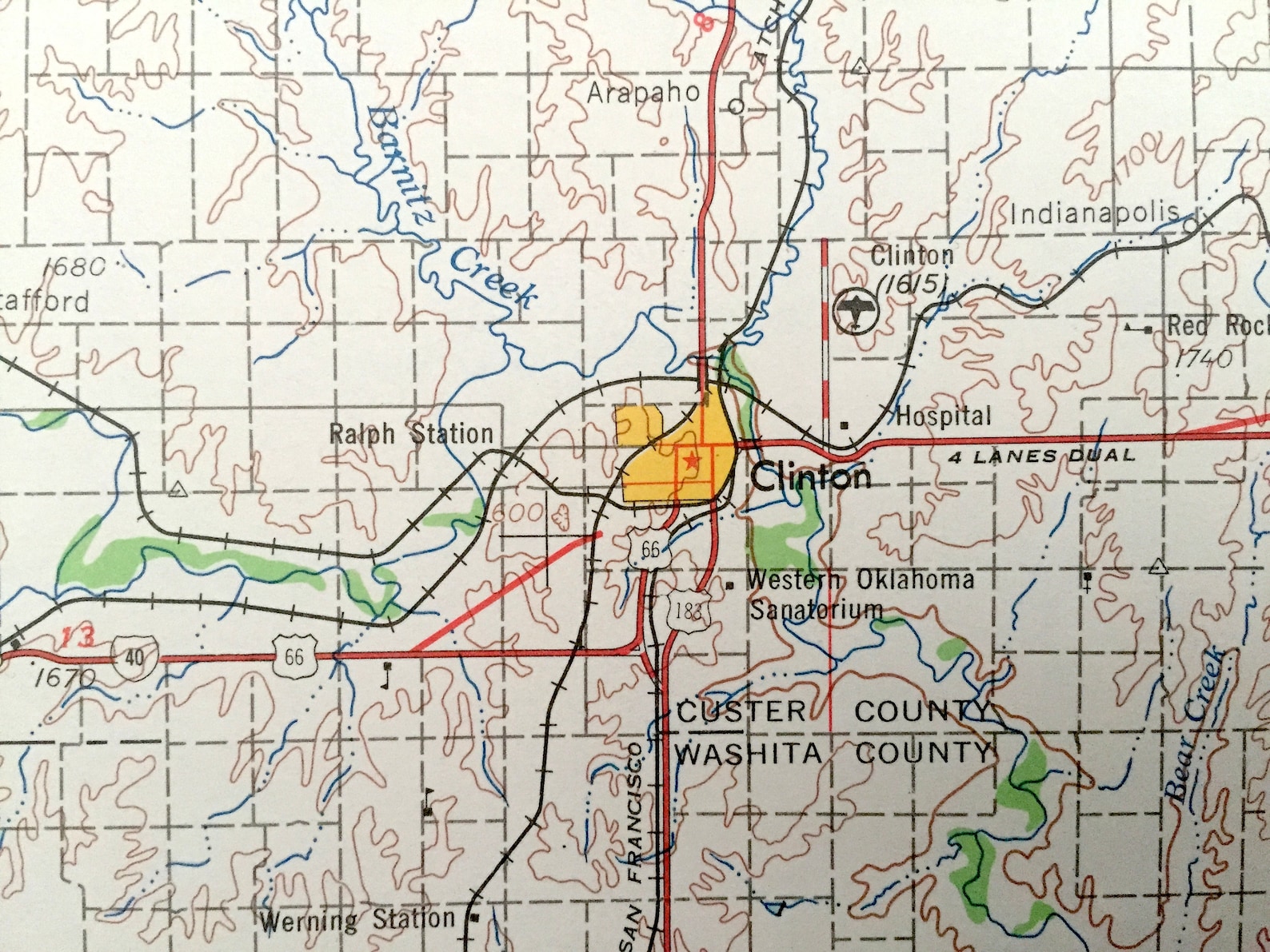 Antique Clinton Oklahoma 1955 US Geological Survey | Etsy