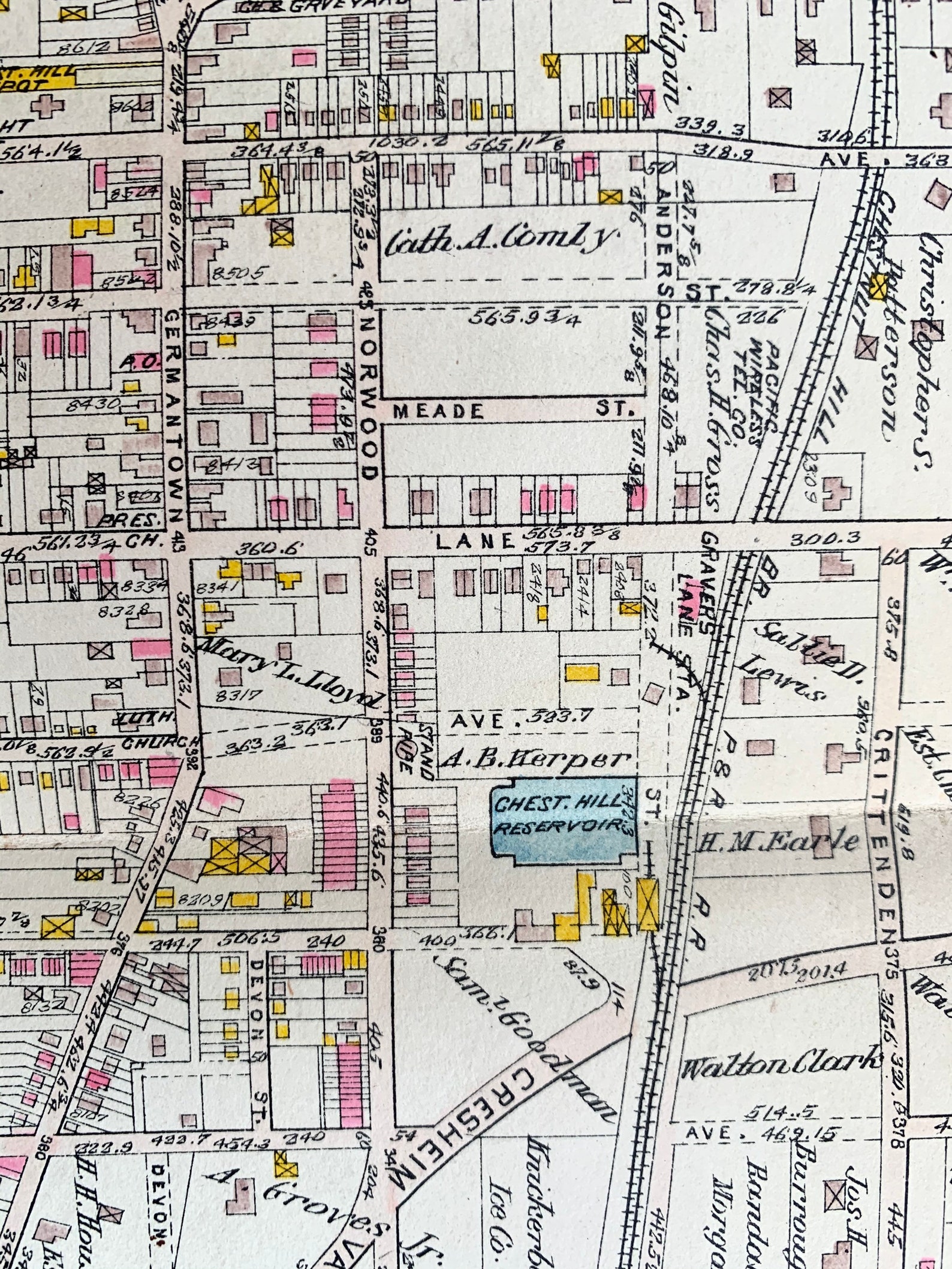 Chestnut Hill Map Original 1910 Philadelphia Atlas