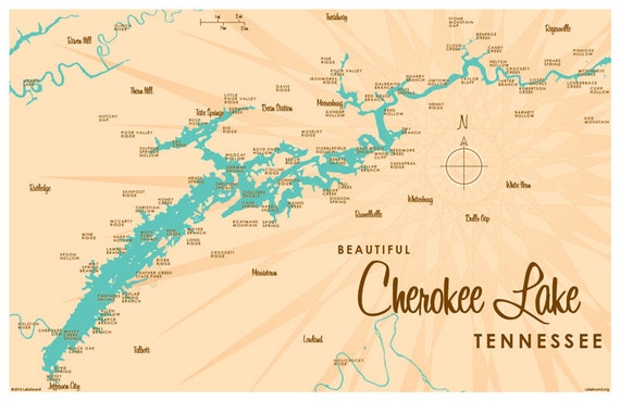 Cherokee Lake TN Map Print