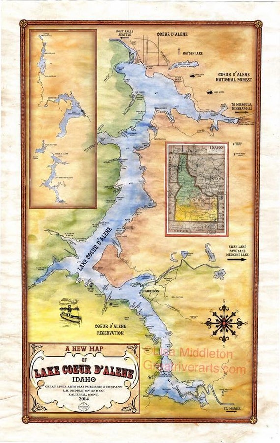 65 A new map of Lake Coeur D'Alene Idaho