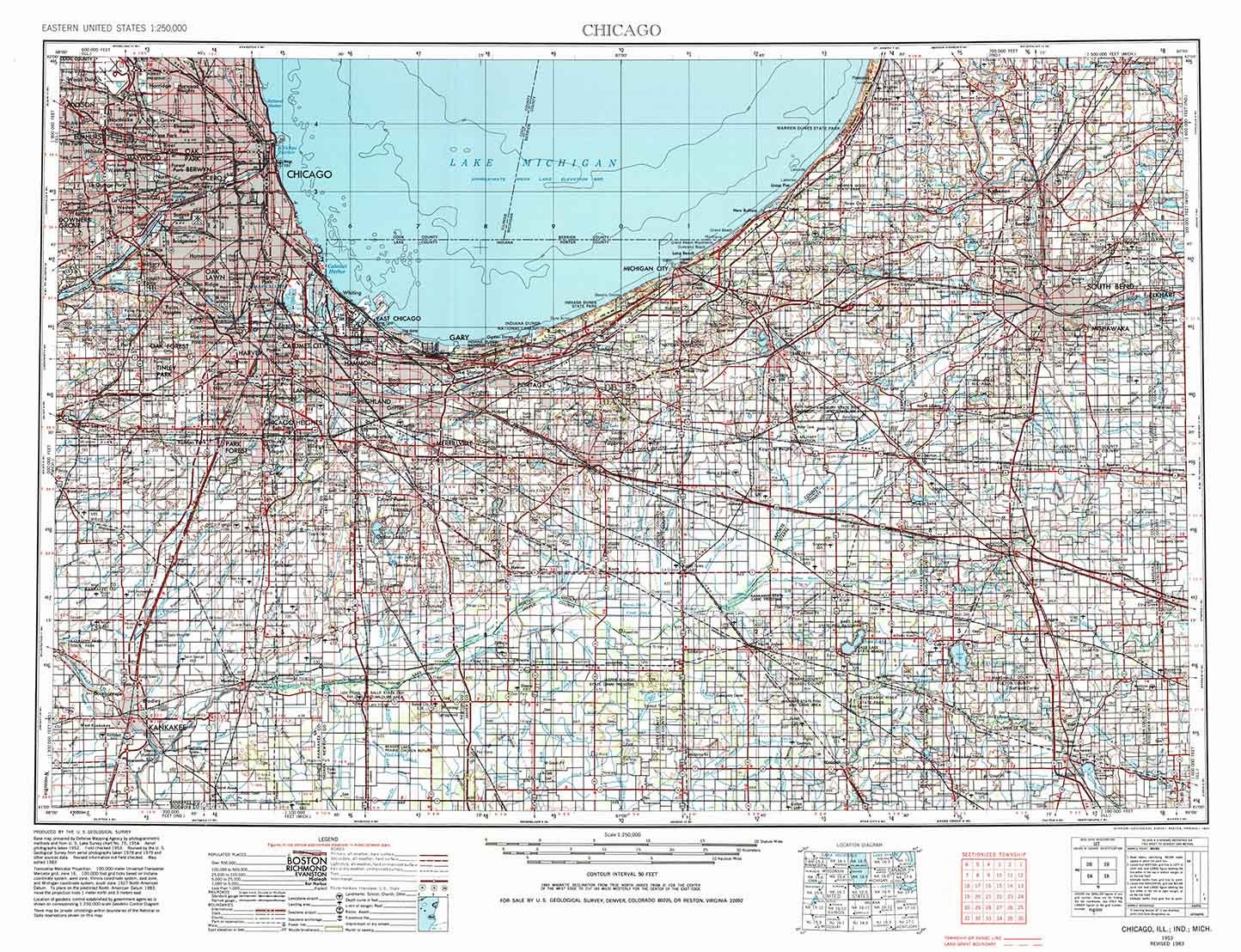 1953 Topo Map of Chicago
