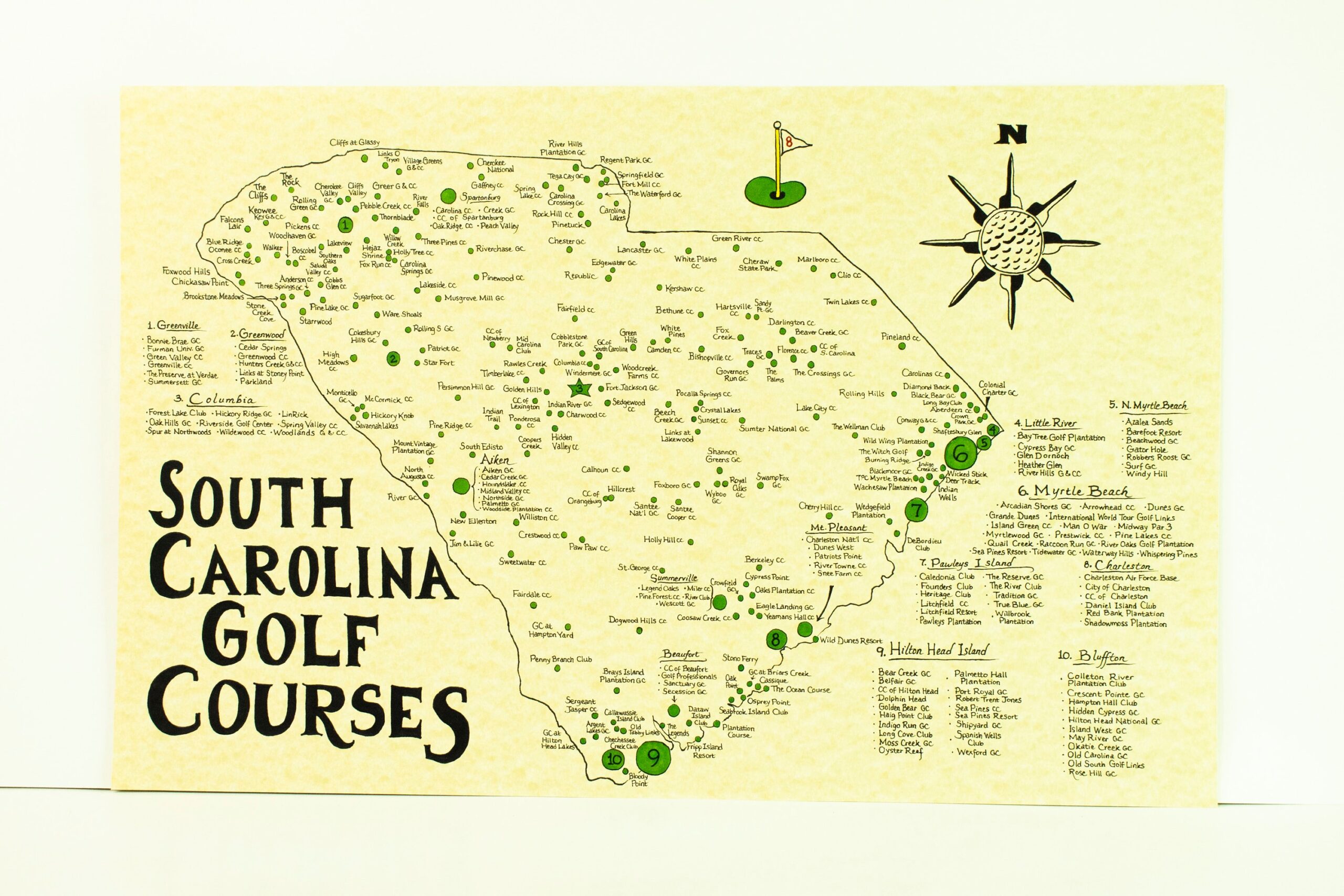 South Carolina Golf Courses Map