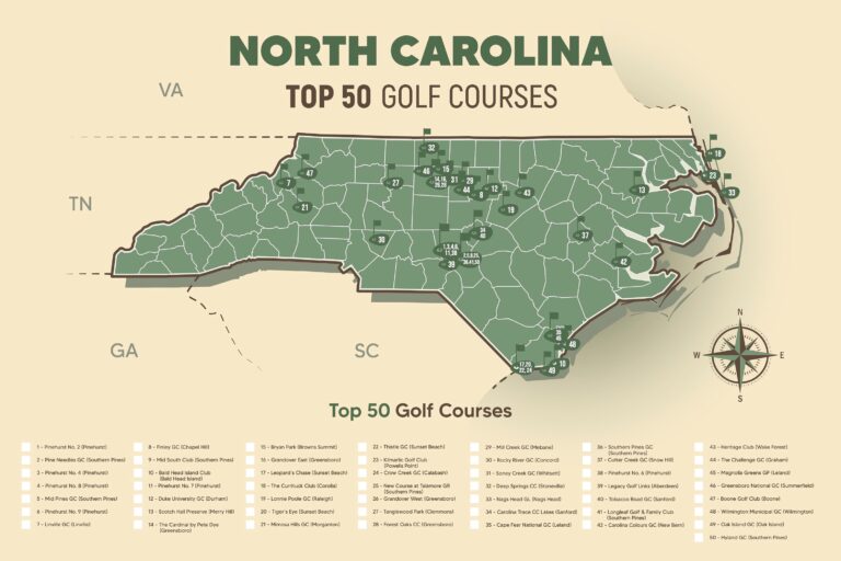 Map Of Golf Courses In North Carolina
