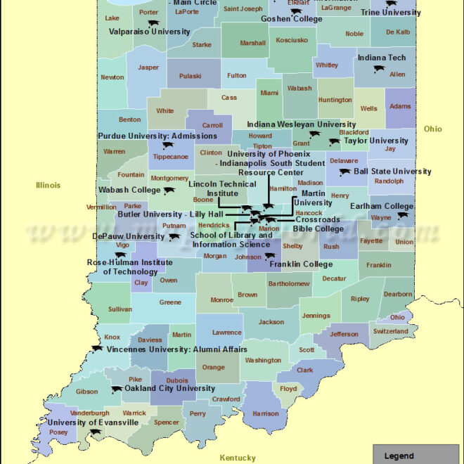 Map Of Colleges In Indiana