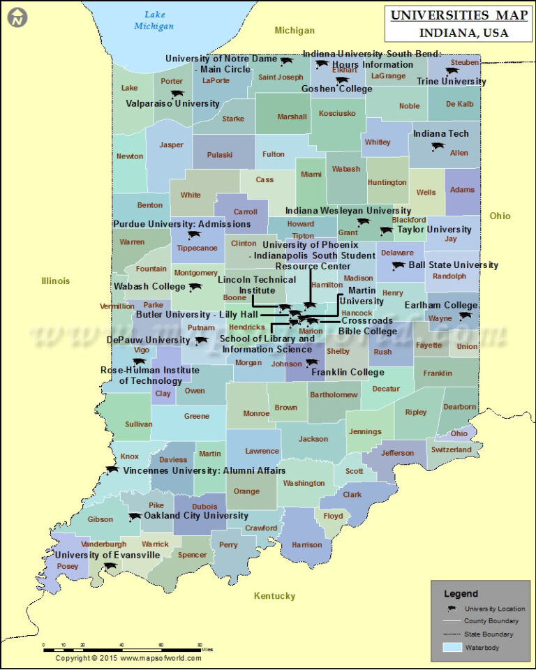 Map Of Colleges In Indiana