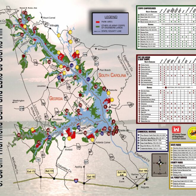 Map Of Clarks Hill Lake