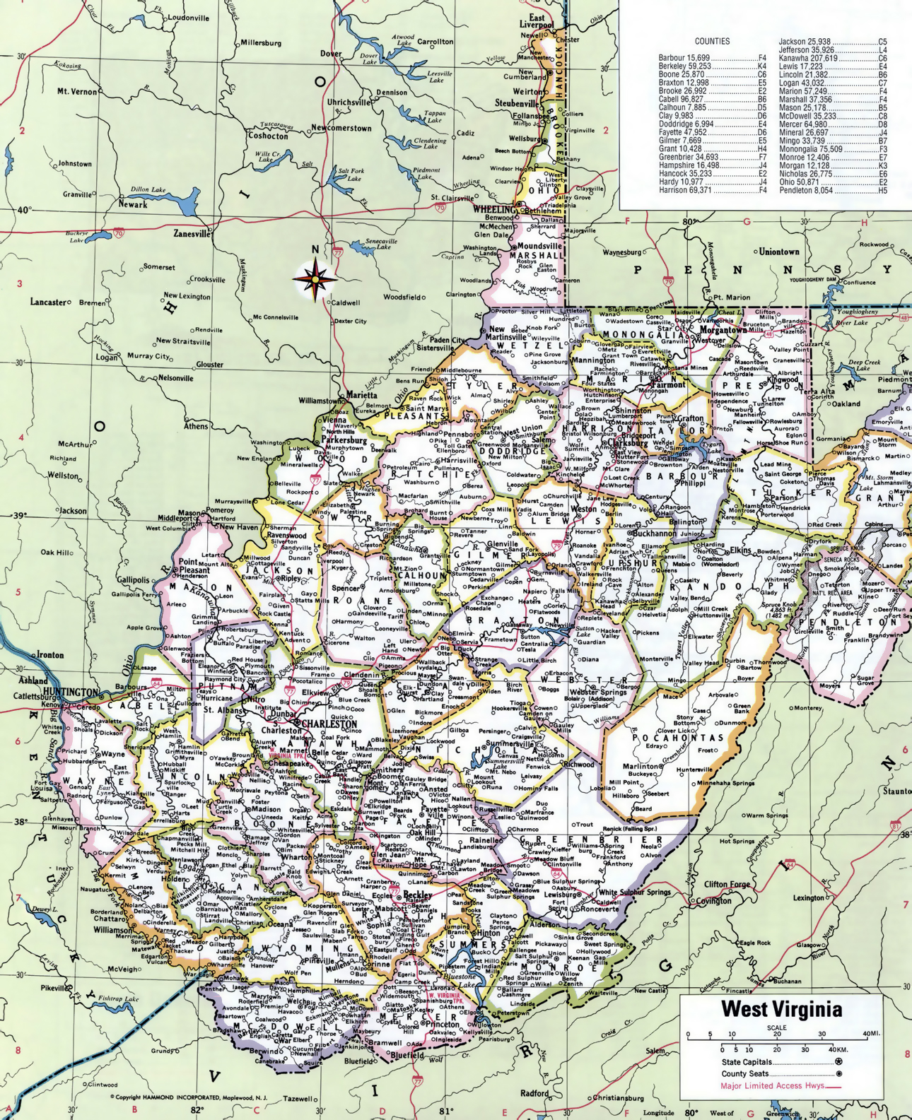 Detailed Administrative Map of West Virginia