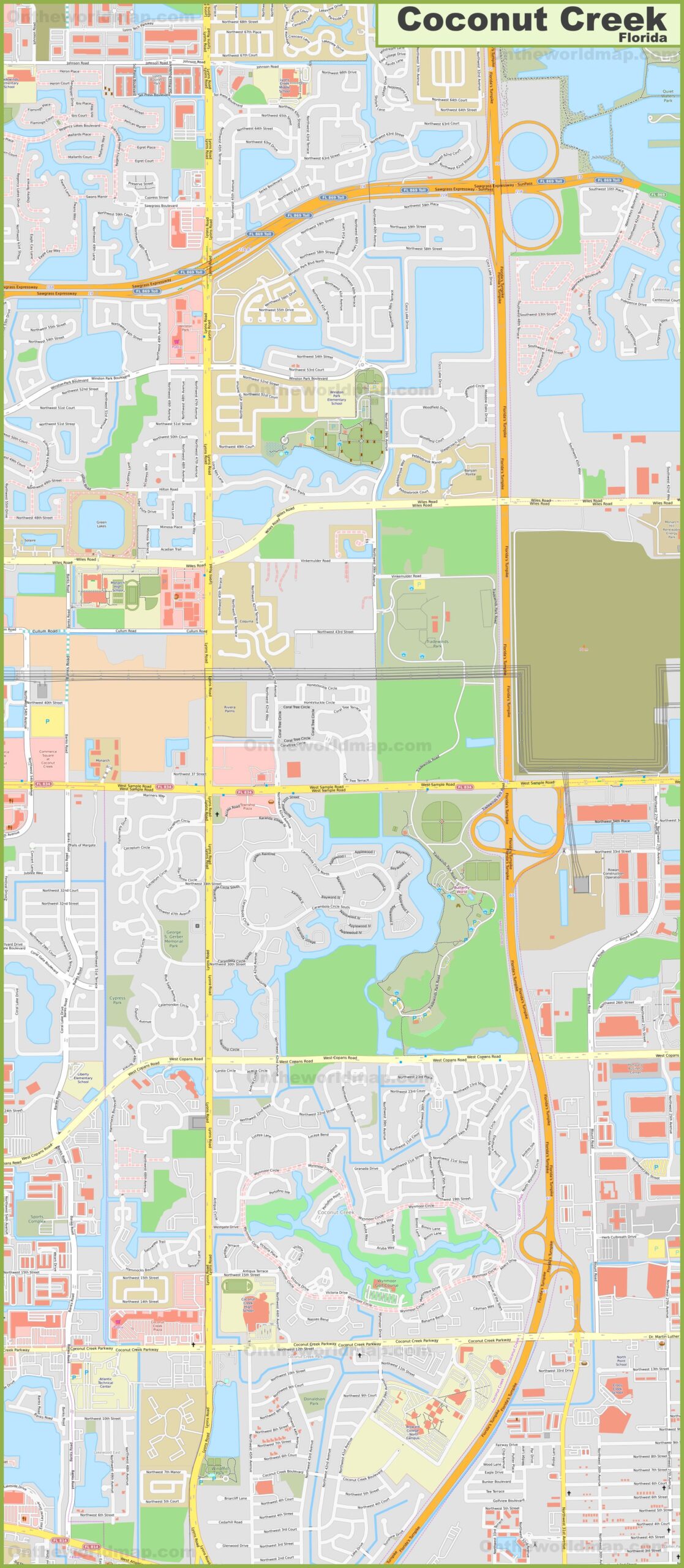 Large detailed map of Coconut Creek