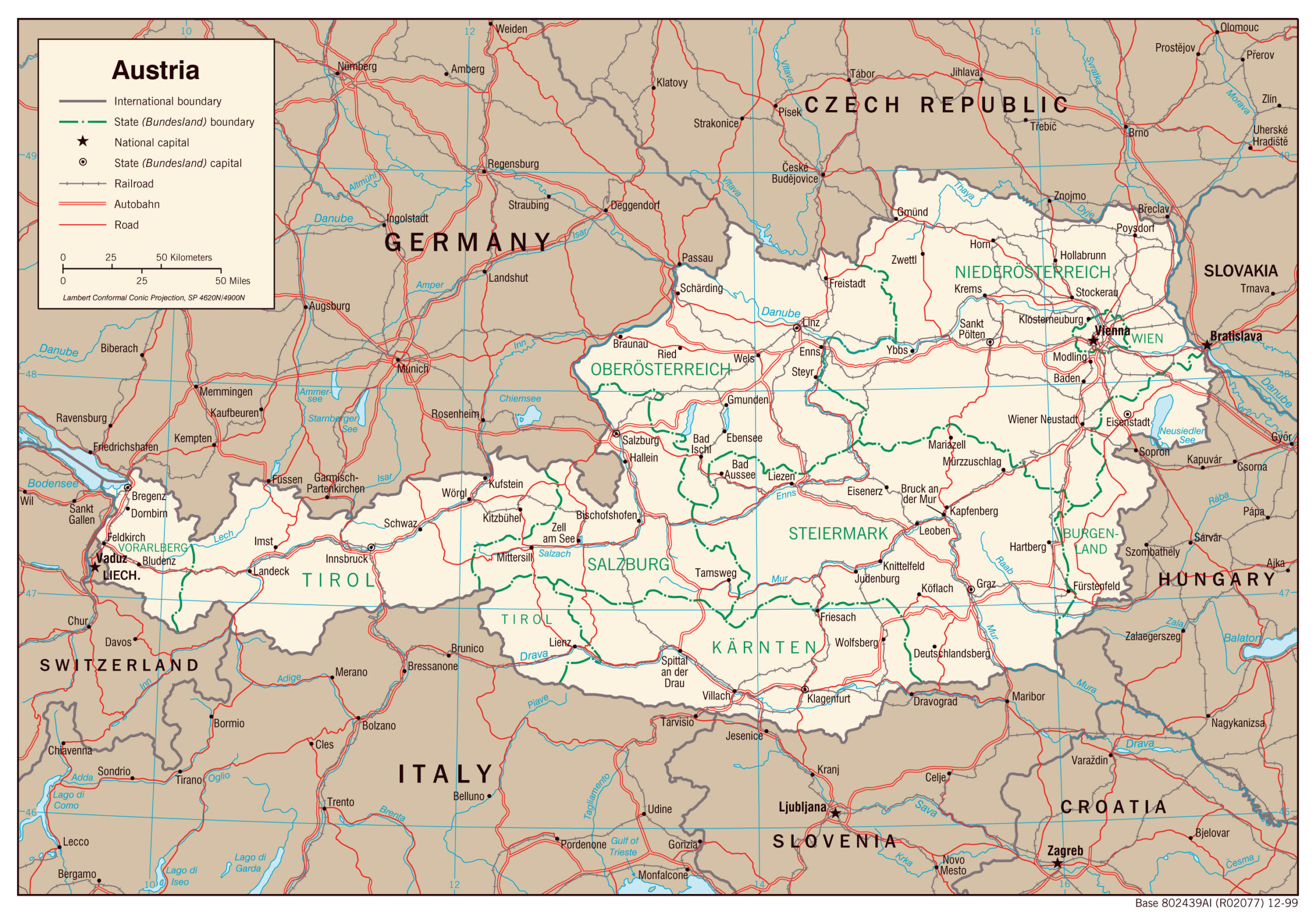 Major Cities in Austria Map