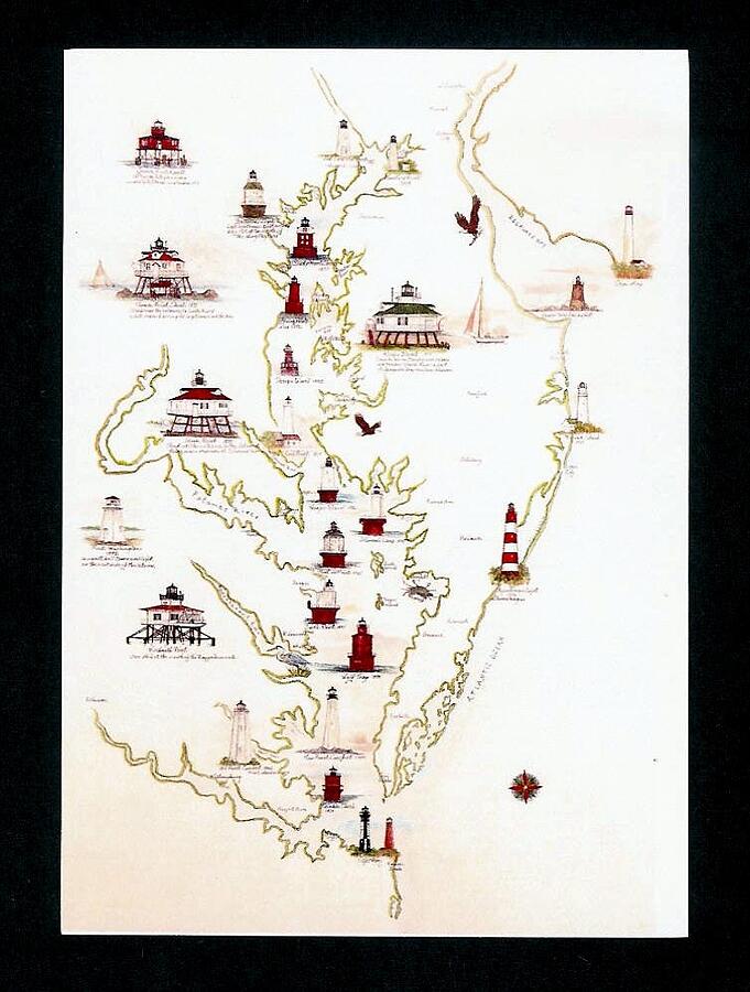 Lighthouses of the Chesapeake Bay Digital Art by Myrna McGrath