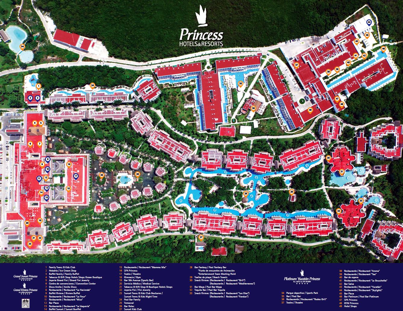 Map of Grand Riviera Princess Resort, Riviera Maya, Mexico