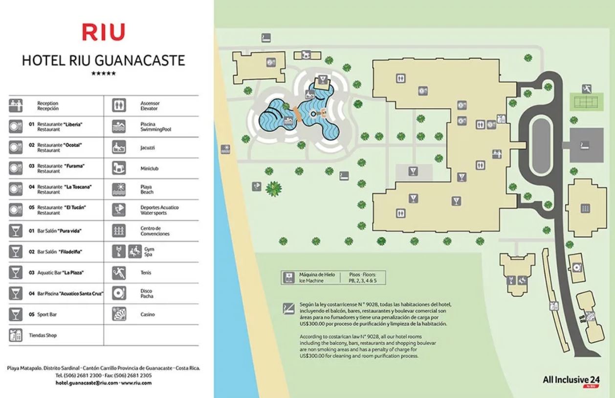 Resort Map of Riu Guanacaste, Costa Rica